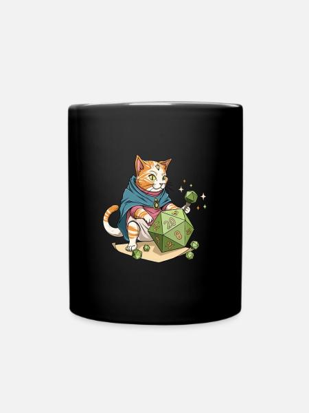 RPG Meow Cat D20 Cube Design pour un RPG GAMER - Mug uni - noir
