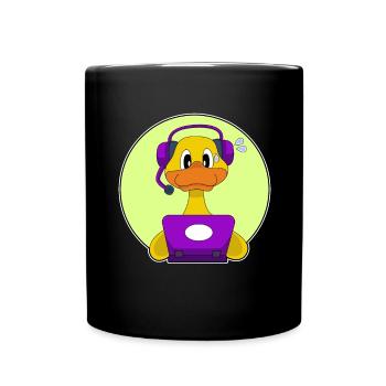 Ente Sekretärin Laptop Büro - Tasse einfarbig - Schwarz - Vorne