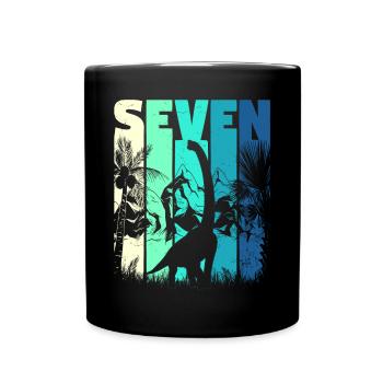 Brachiosaurus 7 years old Boy 7th birthday - Full Colour Mug - black - Front