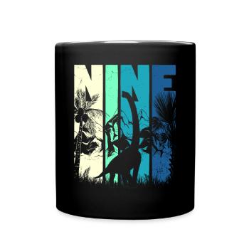 Brachiosaurus 9 years old Boy 9th birthday - Full Colour Mug - black - Front
