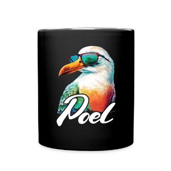 Poel holiday cool colorful seagull with sunglasses - Full Colour Mug - black - Front