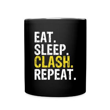 Eat Sleep Clash Repeat Giftmeme - Full Colour Mug - black - Front
