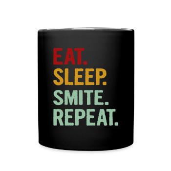 Eat Sleep Smite Repeat Funny RPG Roleplaying Gamer - Full Colour Mug - black - Front