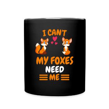 Ich kann nicht Wald Tier Lustiges Geschenk Fuchs - Tasse einfarbig - Schwarz - Vorne