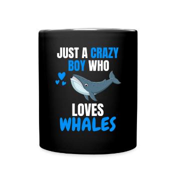 Verrückter Junge Ozean Tier Lustiges Geschenk Wal - Tasse einfarbig - Schwarz - Vorne