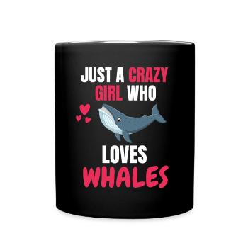 Crazy Girl Animal Drôle Cadeau Baleine - Mug uni - noir - Devant