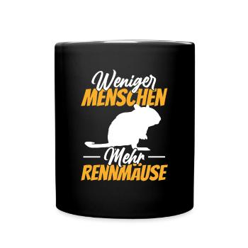 Weniger Menschen mehr Rennmäuse Nagetier Gerbil - Tasse einfarbig - Schwarz - Vorne