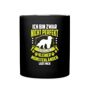 Mein Kleiner Münsterländer liebt mich - Tasse einfarbig - Schwarz - Vorne