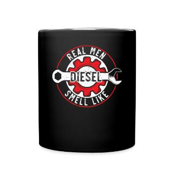 Les vrais hommes sentent comme un mécanicien diesel mécanicien automobile - Mug uni - noir - Devant
