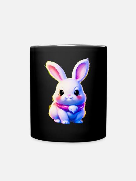 niedlicher Osterhase - süßes Kaninchen - Tasse einfarbig - Schwarz