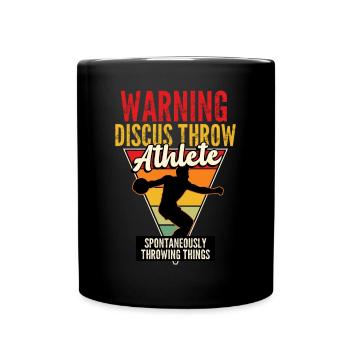Warning Discus Throw Athlete - Full Colour Mug - black - Front