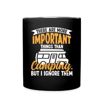 Camping important outdoor Design - Tasse einfarbig - Schwarz - Vorne