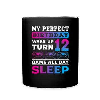My Birthday 12 Game sleep - Full Colour Mug - black - Front