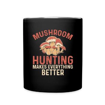 Mushroom picking Mushroom picking Mushrooms Foraging - Full Colour Mug - black - Front