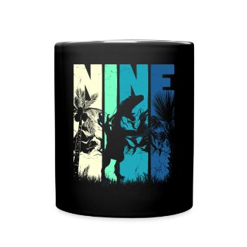 Deinonychus 9 years old Boy 9th birthday - Full Colour Mug - black - Front