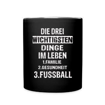 Fussball - Tasse einfarbig - Schwarz - Vorne