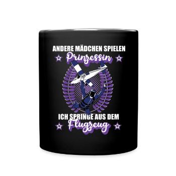 Fallschirmspringen Fallschirm Tandemsprung Mädchen - Tasse einfarbig - Schwarz - Vorne