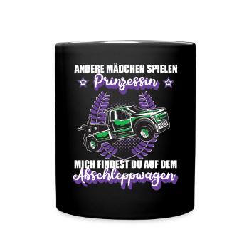 Abschleppwagen Abschleppdienst Mädchen Geschenk - Tasse einfarbig - Schwarz - Vorne