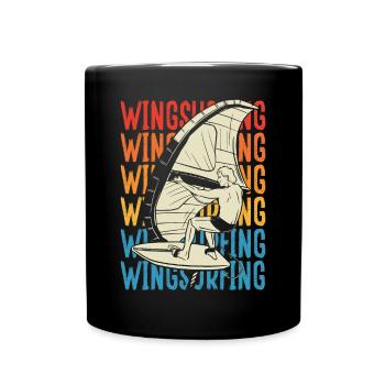 Écriture colorée de l’homme wingsurfing - Mug uni - noir - Devant