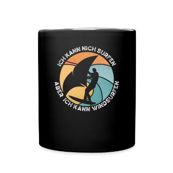 Ich Kann Nur Windsurfen - Tasse einfarbig - Schwarz - Vorne