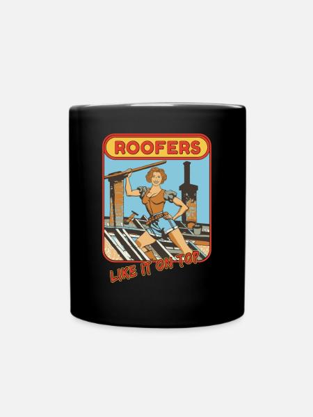 Dachdecker Handwerker lustige Sprüche Comic - Tasse einfarbig - Schwarz