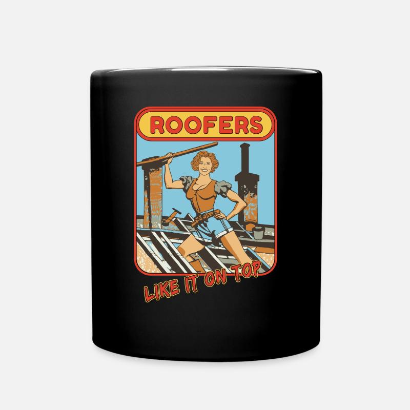 Dachdecker Handwerker lustige Sprüche Comic - Tasse einfarbig - Schwarz