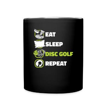 Eat Sleep Disc Golf Repeat Basket Disc Disc - Full Colour Mug - black - Front