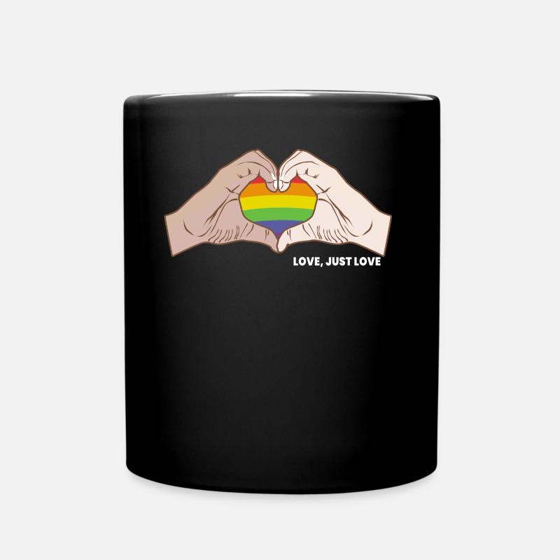 CSD LGBT Hände formen Regenbogen Herz Pride Love - Tasse einfarbig - Schwarz