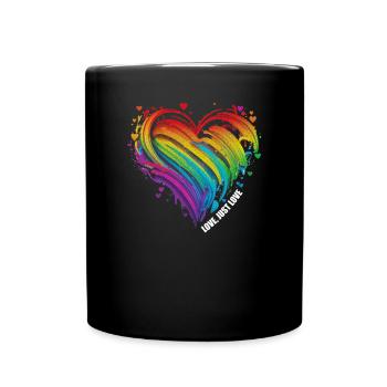 CSD LGBT Regenbogen LGBTQ Herz Pride Love - Tasse einfarbig - Schwarz - Vorne