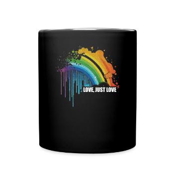 CSD LGBT Regenbogen LGBTQ Herz Pride Love - Tasse einfarbig - Schwarz - Vorne