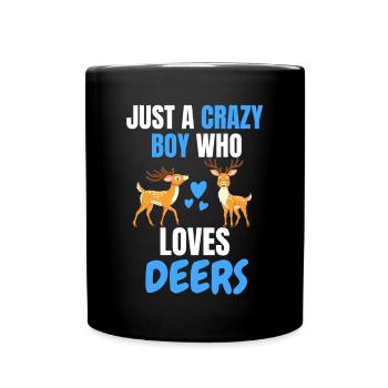 Verrückter Junge Tier Lustiges Geschenk Hirsch - Tasse einfarbig - Schwarz - Vorne