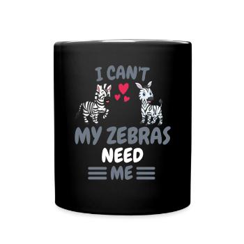 Ich kann nicht Afrika Tier Lustiges Geschenk Zebra - Tasse einfarbig - Schwarz - Vorne
