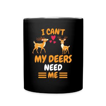 Ich kann nicht Wald Tier Lustiges Geschenk Hirsch - Tasse einfarbig - Schwarz - Vorne