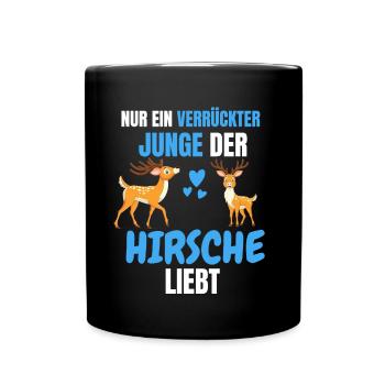 Wald Tierliebhaber Jungs Lustiges Geschenk Hirsch - Tasse einfarbig - Schwarz - Vorne