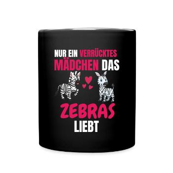 Tierliebhaber Mädchen Lustiges Geschenk Zebra - Tasse einfarbig - Schwarz - Vorne