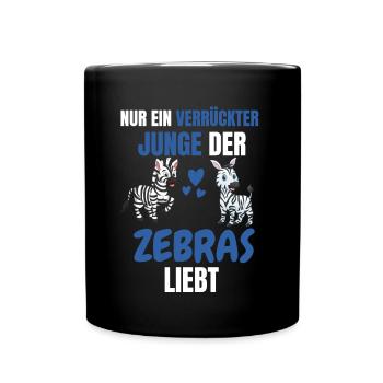 Afrika Tierliebhaber Jungs Lustiges Geschenk Zebra - Tasse einfarbig - Schwarz - Vorne