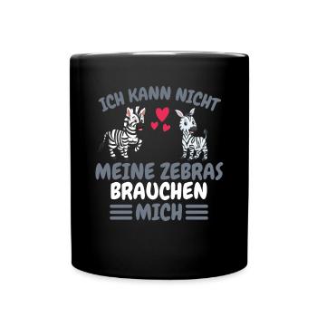 Afrika Tier Tierliebhaber Lustiges Geschenk Zebra - Tasse einfarbig - Schwarz - Vorne