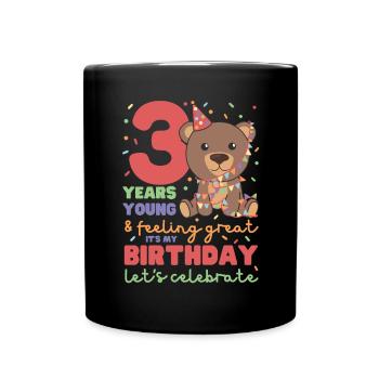Bear for the 3rd birthday children three years old - Full Colour Mug - black - Front