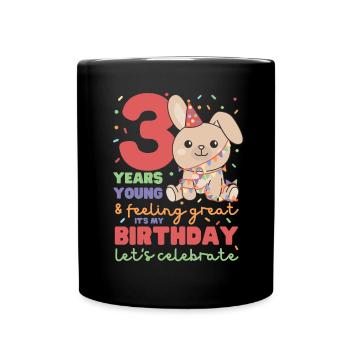 Lapin pour les enfants de 3ème anniversaire de trois ans - Mug uni - noir - Devant