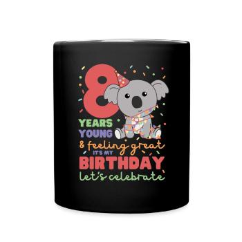 Koala pour les enfants de 8 ans de huit ans - Mug uni - noir - Devant