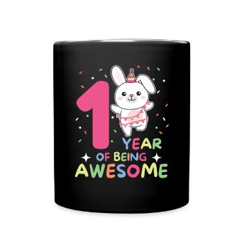 Rabbit for the 1st birthday for children one year old - Full Colour Mug - black - Front