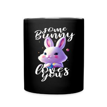 mignon lapin de Pâques vous aime - Mug uni - noir - Devant