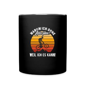 MTB ohne Akku - Fahrrad Radsport Mountainbike - Tasse einfarbig - Schwarz - Vorne