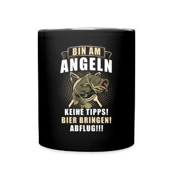 Angeln Tshirt Mann Fischer Rute Fischfang Fishing - Tasse einfarbig - Schwarz - Vorne