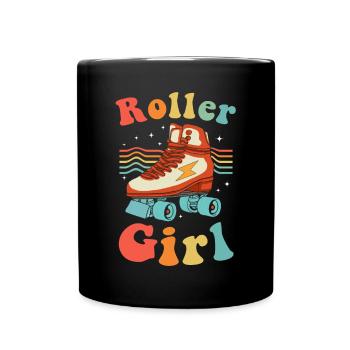 Inline Skate Geschenk Rollerskates Roller 70er - Tasse einfarbig - Schwarz - Vorne