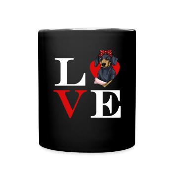 Dachshund Geschenk Dixie Wiener Doxie Dackel - Tasse einfarbig - Schwarz - Vorne