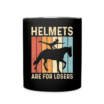 Lustiges Reitpferd Voltigieren Retro - Tasse einfarbig - Schwarz - Vorne