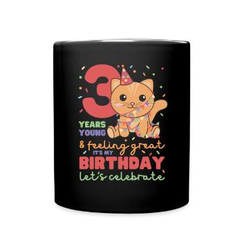 3rd birthday cat Children three years old - Full Colour Mug - black - Front