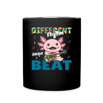 Autism Awareness Month Puzzle Music Axolotl - Full Colour Mug - black - Front