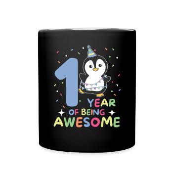 Pingouin pour le 1er anniversaire des enfants d’un an - Mug uni - noir - Devant